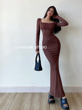 Load image into Gallery viewer, Sexy Square-Cut Collar Fishtail Dress Skinny Sheath
