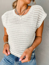 Load image into Gallery viewer, Fashion Knitting Breathable Sleeveless T-shirt Female 2024 Summer New Arrival Fashion All-Match Cut Out Trendy Three-Quarter Sleeve Tops
