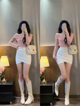 Load image into Gallery viewer, Pure Desire Style Sweet and Spicy Collar Inner Wear Bodycon Dress Tops
