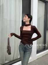 Load image into Gallery viewer, Stylish Square Collar Top Niche Waist-Tight T-shirt Halterneck
