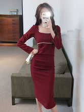 Load image into Gallery viewer, Pleated French Gentle Temperament Long Sleeve Dress
