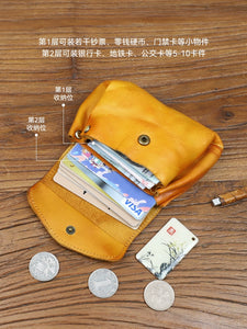 Retro Handmade Genuine Leather Coin Purse Cowhide Women Card Holder Multi-Functional Skeleton-skin Wallet Men's Mini Storage Pouch