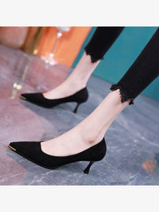 5cm Fashion Metal Spring Flats Suede High Heels