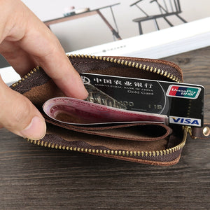 Trendy Vintage Genuine Leather First Layer Mini Handmade Small Wallet