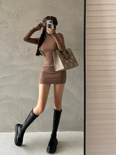 Load image into Gallery viewer, Basic Style High Neck Sexy Skinny Slimming Dress
