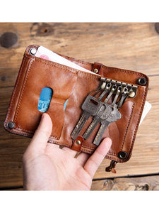 Retro Men's Genuine Leather Vertical Fancy Creative Wallet