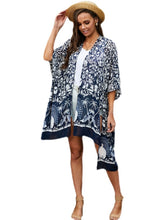 Load image into Gallery viewer, 2024 European and American Bikini Blouse Cardigan Summer New Arrival Print Beach Sun Protection Clothing Mid Length Long Length Chiffon Blouse for Women
