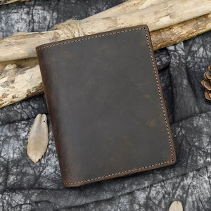 Men's Retro Business Wallet Multi-Card Crazy Horse Leather