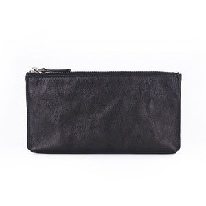 Vegetable Tanned Full-Grain Leather Cowhide Pleated Women Three-Dimensional Storage Wallet