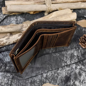 Men's Retro Business Wallet Multi-Card Crazy Horse Leather