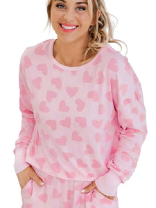 Heart Printing Women's Long Sleeve Shorts Homewear Suit