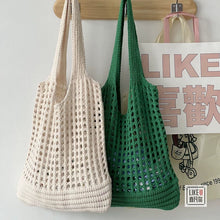 Load image into Gallery viewer, Hand-Woven Ins Japanese and Korean Idle Style Hand-Carrying Shoulder Bag Minimalist Artistic Crafts Woven Cotton String Hollow Bag
