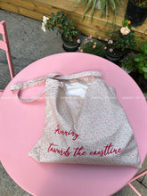 Load image into Gallery viewer, French style Romantic Pink Floral Canvas Bag South korea Ins Style Letter Shoulder Tote Bag Travel Beach Bag
