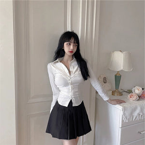 White Shirt Pure Desire Slim-Fit Short Long Sleeve JK Uniform