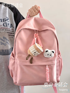 Non-Printed Style Female Fresh Minimalist Solid Color Lightweight Schoolbag