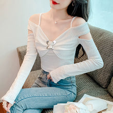 Load image into Gallery viewer, Off-the-Shoulder Pure Sweet Sexy Fashionable Long Sleeve Bottoming Shirt
