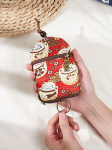 Canvas Compact Mini Cartoon 2-in-1 Key Case