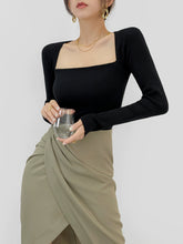 Load image into Gallery viewer, Paperman Retro Square Collar off-Shoulder Knitted Base Shirt
