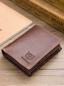 Captain First Layer Cowhide Men Retro Vertical One-Piece Wallet