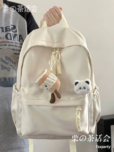 Non-Printed Style Female Fresh Minimalist Solid Color Lightweight Schoolbag