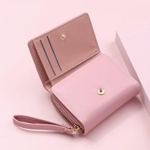 Women's Wallet Short Chic Embroidered Heart Coin Purse Female Tri Fold Card Holder PU Leather Multi-Card Wallet