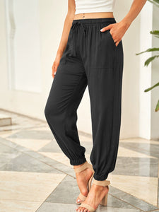 Best Seller in Europe and America Loose Lace-up Pure Color Slimming Ankle-Length Pants