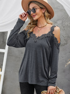 Autumn Winter Sexy Thin Trendy off-Shoulder Long-Sleeve T-shirt