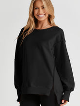 Load image into Gallery viewer, Sweatshirt Fashion Side Slit Pure Color Burr Pullover
