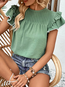 European and American Leisure Style Short-Sleeved Chiffon Shirt for Women 2024 Summer New Arrival Fashion All-Match Half Sleeve Head Tops Women