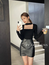 Load image into Gallery viewer, Stylish Square Collar Top Niche Waist-Tight T-shirt Halterneck
