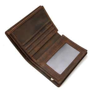 Men's Retro Business Wallet Multi-Card Crazy Horse Leather