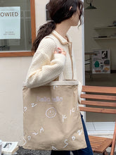 Load image into Gallery viewer, Little Bunny Korean Style Ins Idle Style Shoulder Tote Bag Large Capacity Handbag Women&#39;s Letter Embroidered Canvas Bag
