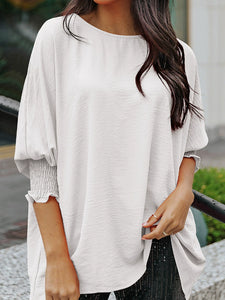 Fashion Loose round Neck Smocking Upper Clothes Long Sleeves T-shirt