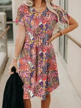 Load image into Gallery viewer, Plant Short Sleeve Dress Slim Looking All-Match Floral Print
