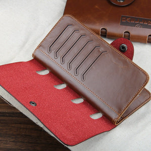 Men's Retro Multi-Slot Card Holder Buckle Three-Fold Wallet