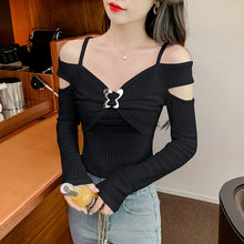 Load image into Gallery viewer, Off-the-Shoulder Pure Sweet Sexy Fashionable Long Sleeve Bottoming Shirt
