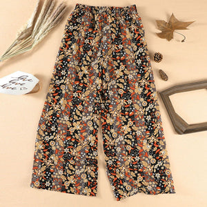 2024 Fashion Printed Black High Waist Loose Pants Women's Fall and Winter New Arrival Fashion Women's Floral Women's Casual Pants