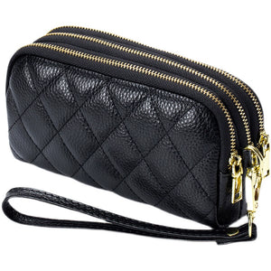 Women's Multi-Functional Diamond Pattern Leather Clutch