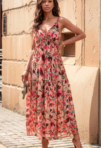 2024 Summer New Sexy Sling Dress Women's Fashion Vacation Style Stylish Floral Print Pullover Long Dress Women
