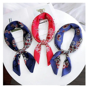 2023 Fashion Bandana Hair Scarf For Women Paisley Print Kerchief Silk Satin Head Scarfs Square Shawl Wraps Neck Scarves For Lady