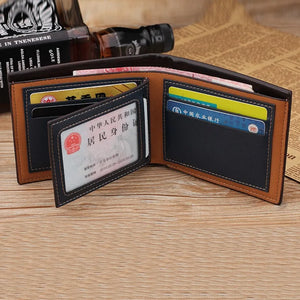 Three-Fold Short Wallet Classical Men's Wood Grain Multi-Slot Credit ID Card Holder Coin Purses Males Business Slim Clutch Bag