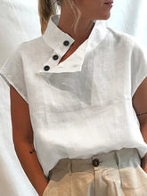 Load image into Gallery viewer, Celmia Fashion Women Blouses 2024 Summer Cotton Linen Blusas Mujer Stylish White Shirt Elegant Short Sleeve Tunics Lightweight
