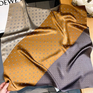 2023 Luxury Brand Silk Scarf Square Women Shawls And Wraps Office Small Hair Neck Hijabs Kerchief Foulard Ladies Scarves 70*70cm