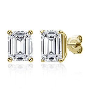 KNOBSPIN D VVS1 Emerald Cut Moissanite Earring s925 Sterling Sliver Plated with 18k White Gold Earrings for Women Fine Jewelry