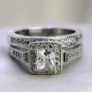 A pair of exquisite and elegant ring sets - Cubic Zirconia Engagement Ring and Fashion Ring, perfect for size 6 fingers