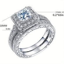 Load image into Gallery viewer, A pair of exquisite and elegant ring sets - Cubic Zirconia Engagement Ring and Fashion Ring, perfect for size 6 fingers
