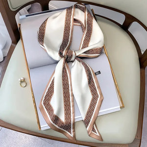 Luxury Long Silk Scarf Female Animal Horse Print Thin Narrow Scarf Bag Hair Band Ribbon Scarfs Women Neckerchief