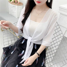 Load image into Gallery viewer, Korean Solid Chiffon Transparent Sunscreen Shawl Female Summer Air Conditioned Blouse Cardigan Neck Guard Cloak Silk Scarf R13
