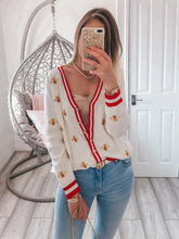 Load image into Gallery viewer, High Quality Fashion Designer Bee Embroidery Cardigan Long Sleeve Single Breasted Contrast Color Button Knitted Sweaters C-068
