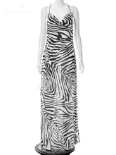 Load image into Gallery viewer, 2024 Sexy Zebra Pattern Spaghetti Strap Side Split Back Open Long Beach Dress Summer Women Beach Wear Swim Suit Cover Up A1144
